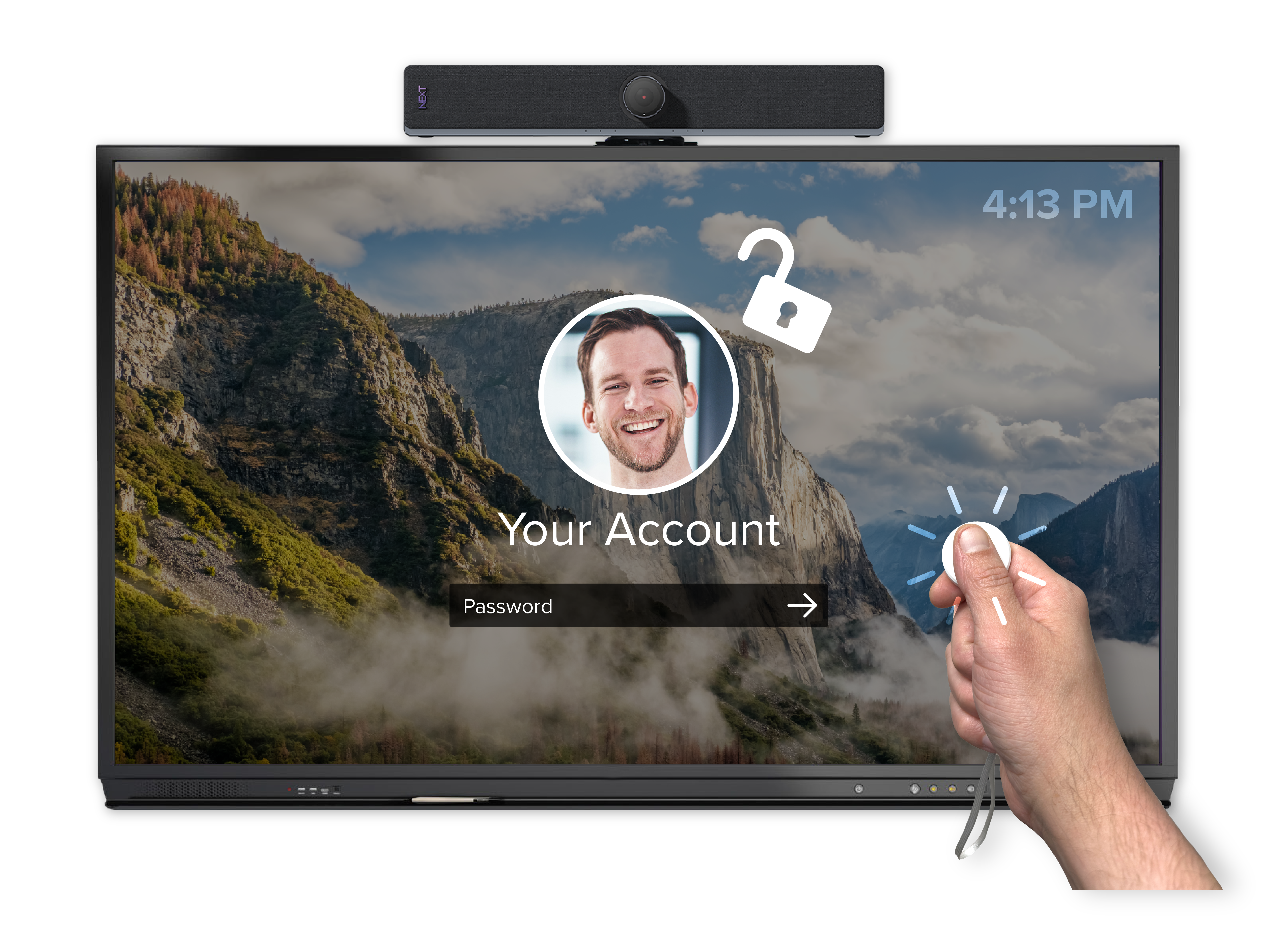 Tapping a FOBio to log in to a NEXT panel